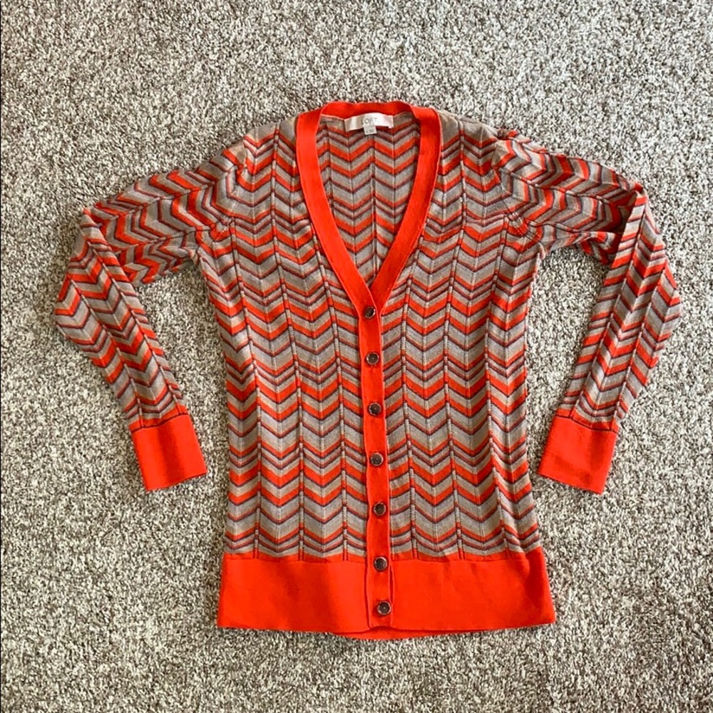 Ann Taylor Loft Herringbone Orange Sweater